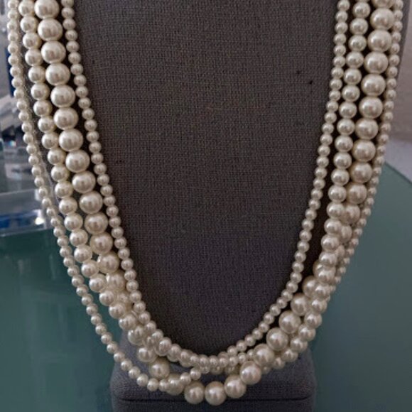 NAPIER Romantic Ivory Pearl 4 Strand Layered Necklace**NEW! - Picture 5 of 8